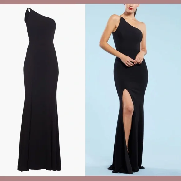 NEW‎ Dress the Population [ Medium ] Amy One Shoulder Crepe Gown in Black